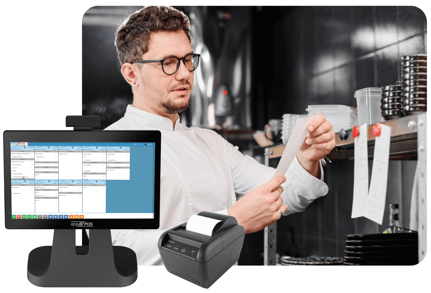 APPZPOS-POS-with-kitchen display-monitor-Kitchen-Printer